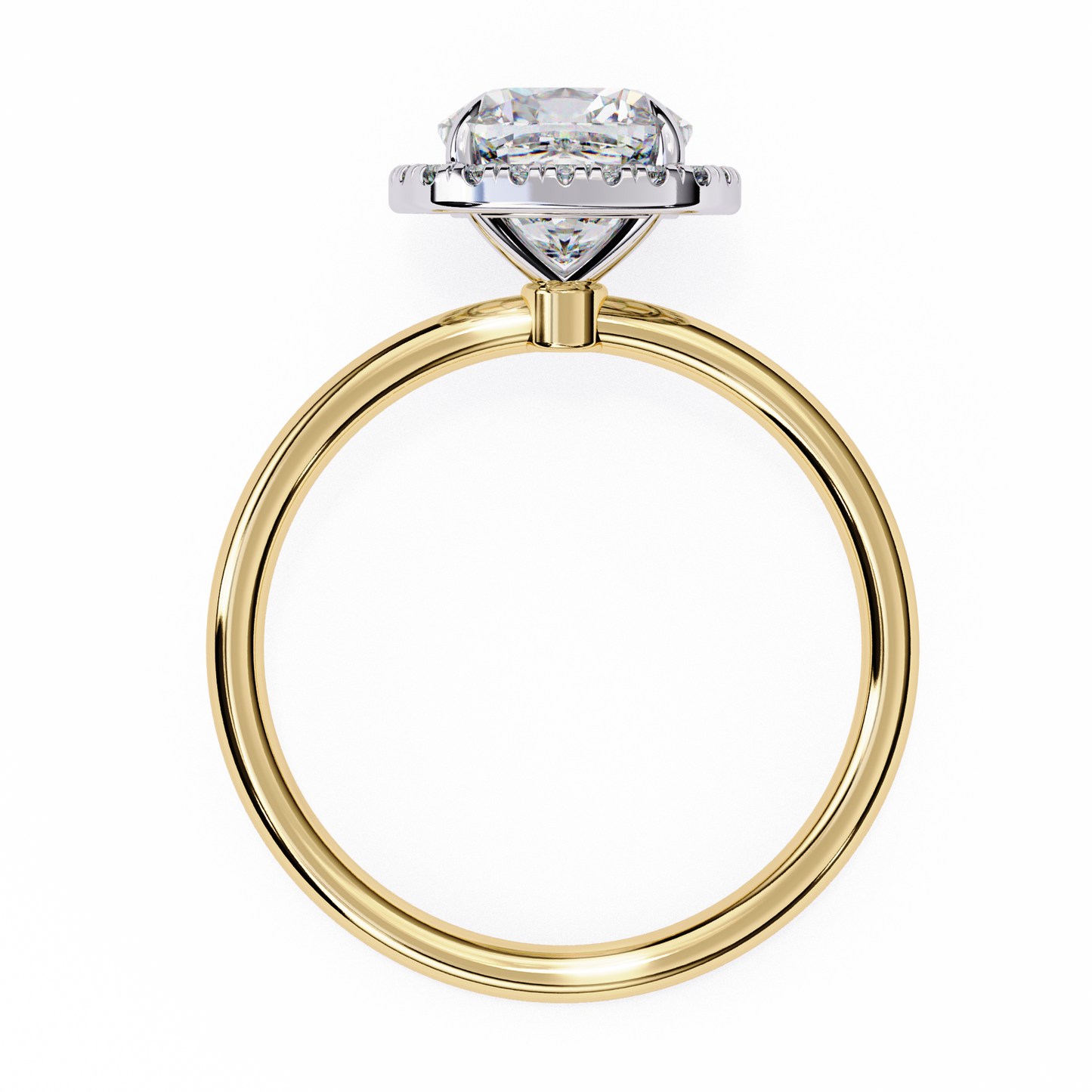 Cushion Halo Engagement Ring | Micro-Pavé Cushion Frame, Slim Band | Moissanite or Lab-Grown Diamond | Solid Gold or Platinum