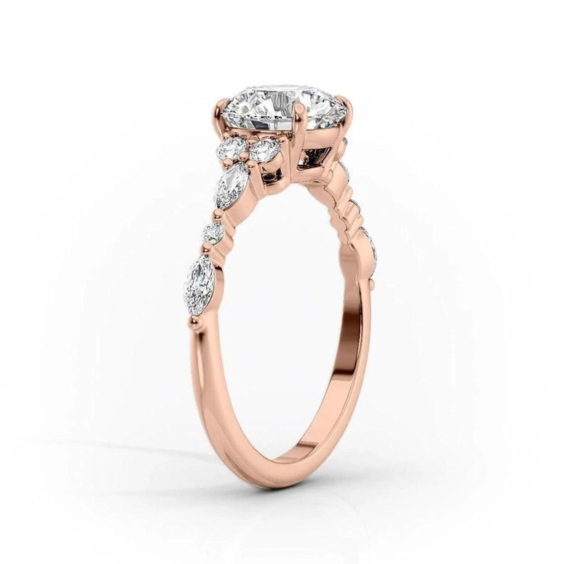 2 CT Radiant Cut Moissanite Engagement Ring, 14K Solid Gold Wedding Ring, Lab Grown Diamond Ring, Double Hidden Halo Vintage Ring For Women