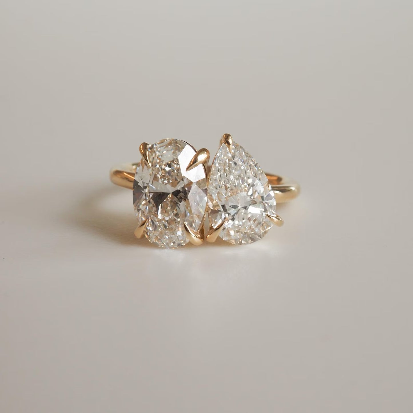 5 CTW Toi Et Moi Moissanite Ring Pear and Oval Cut Two Stone Engagement Ring Double Stone Lab Grown Diamond Ring Promise Ring for Her.