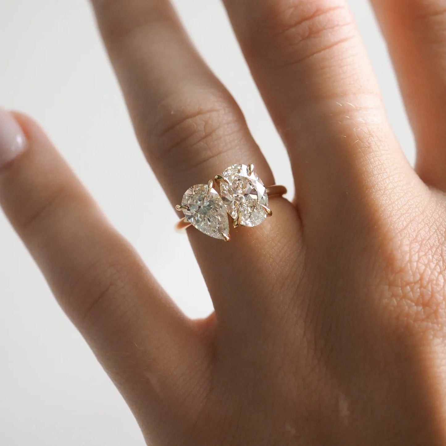 5 CTW Toi Et Moi Moissanite Ring Pear and Oval Cut Two Stone Engagement Ring Double Stone Lab Grown Diamond Ring Promise Ring for Her.