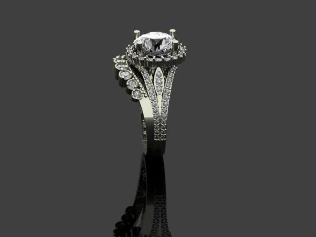 Custom 3CT Lab-Grown Diamond Flower Engagement Ring with Matching 10-Stone Curved Band – 14K White Gold