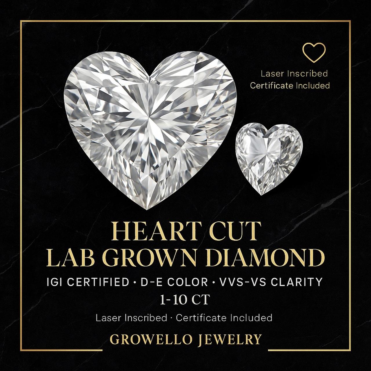 1–10 Ct Heart Cut Lab Grown Diamond | IGI Certified | VVS–VS D–E | Loose Diamond for Engagement Ring Center Stone Bridal Anniversary Gifts.