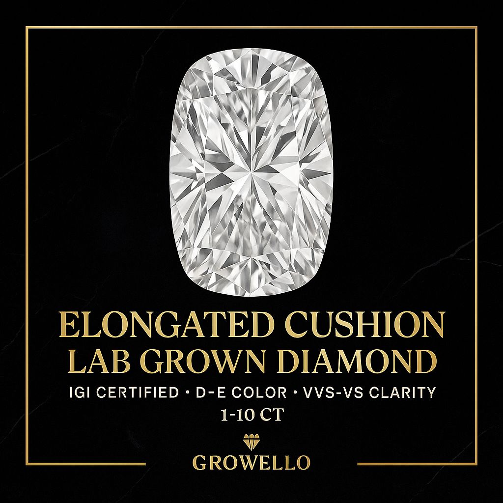 1–10 Ct Elongated Cushion Lab Grown Diamond | IGI Certified | VVS–VS D–E | Loose Diamond for Engagement Ring Center Stone Bridal Gift Luxury