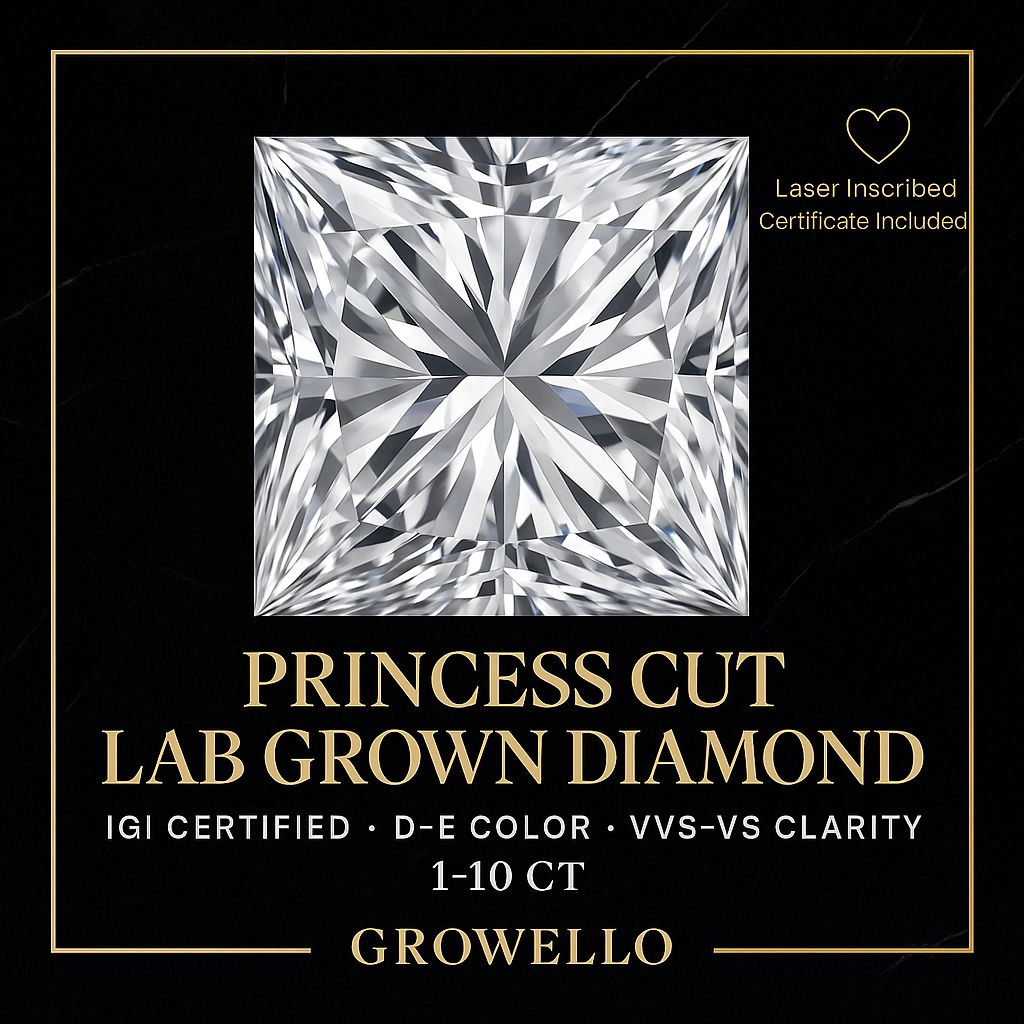 1–10 Ct Princess Cut Lab Grown Diamond | IGI Certified | VVS–VS D–E | Loose Diamond for Engagement Ring Center Stone Bridal Anniversary Gift