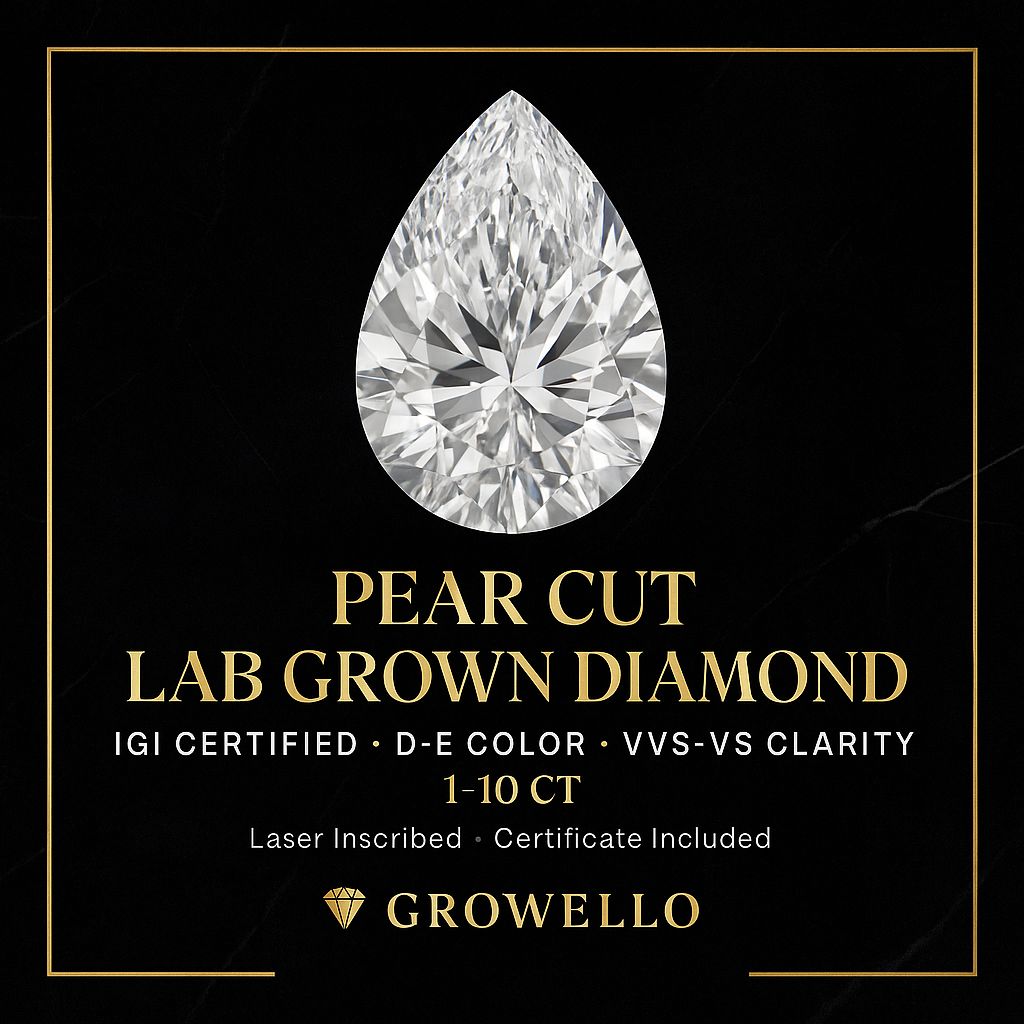 1–10 Carat Pear Cut Lab Grown Diamond | IGI Certified | VVS–VS D–E | Loose Diamond for Engagement Ring Center Stone Bridal Anniversary Gifts