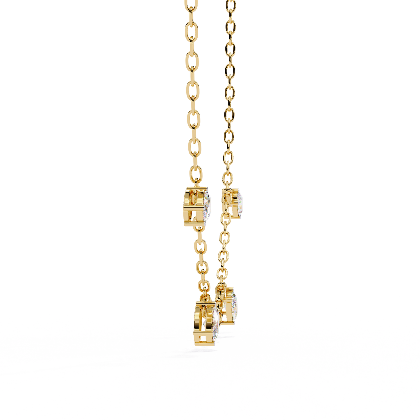 Oval Drop Charm Necklace | Floating Oval Stations on Fine Chain | Lab-Grown Diamond/Moissanite | Solid Gold or Platinum | Minimal Everyday Luxe