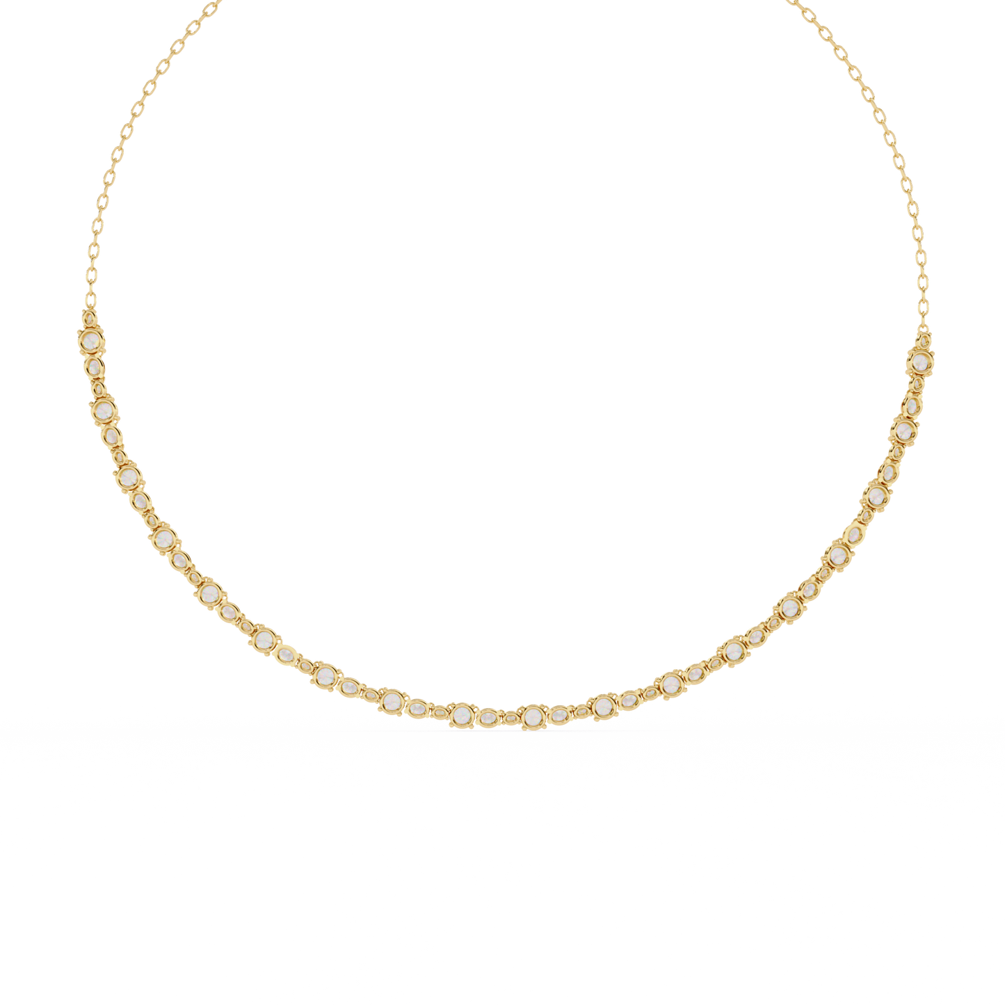 Diamond Riviera Half-Tennis Necklace | Floating Prong-Set Bar on Fine Chain | Lab-Grown/Moissanite | Solid Gold or Platinum | Minimal Luxe