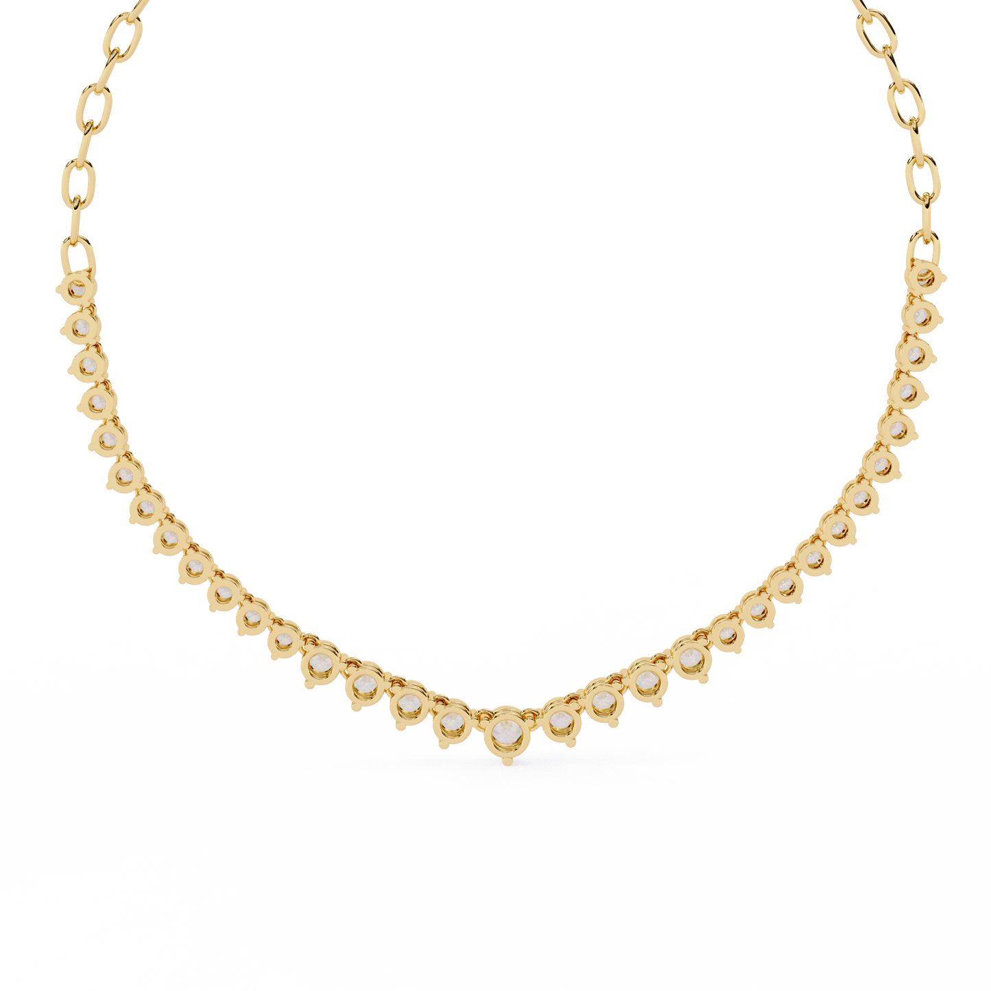 Graduated Heart Riviera Necklace – Diamond Heart Tennis Choker, Floating Round Stones, Lab-Grown or Moissanite, Everyday Minimal Luxe