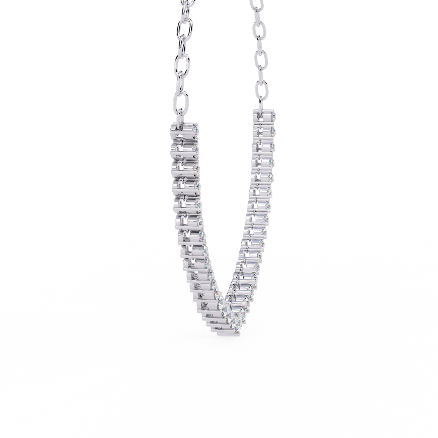 Graduated Heart Riviera Necklace – Diamond Heart Tennis Choker, Floating Round Stones, Lab-Grown or Moissanite, Everyday Minimal Luxe
