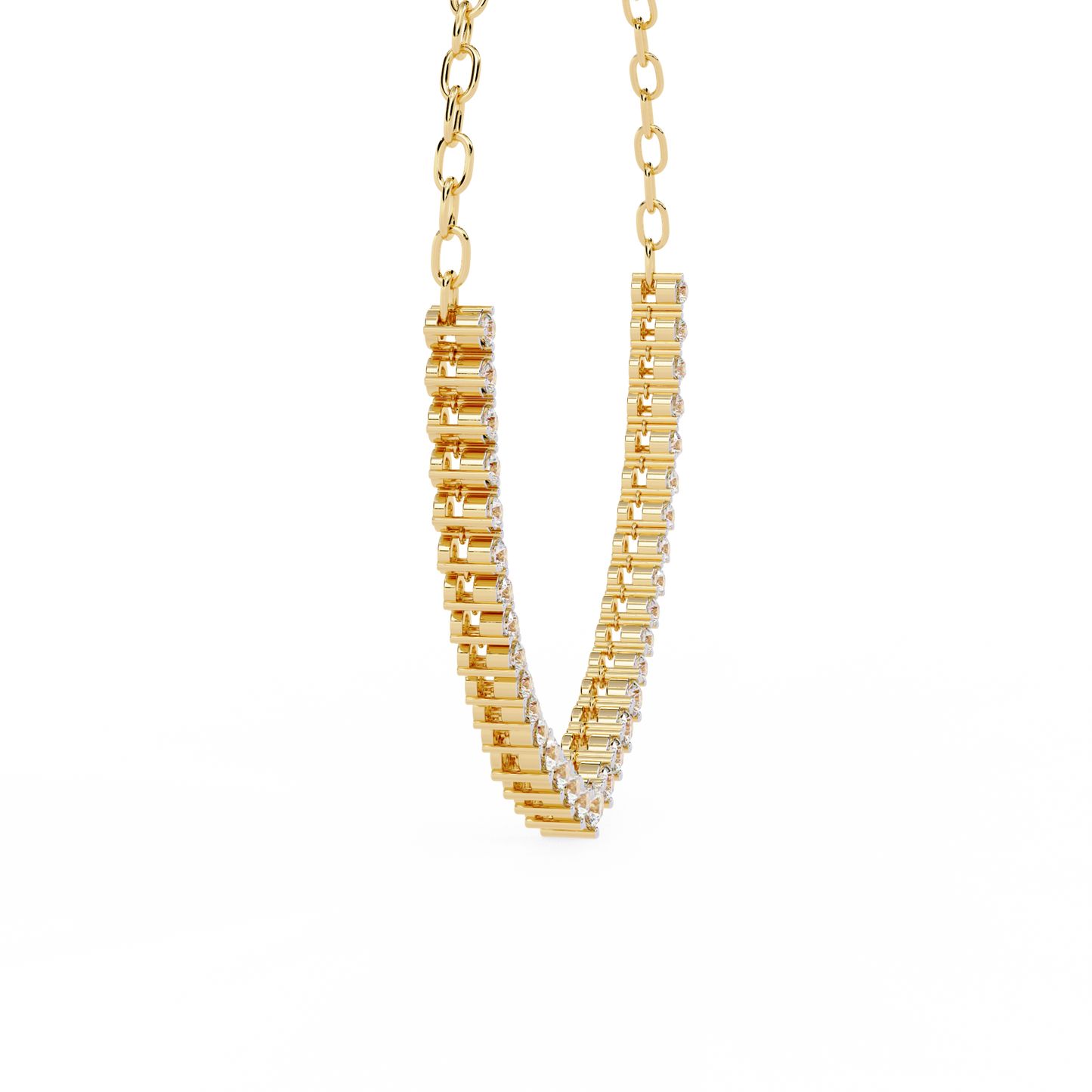 Graduated Heart Riviera Necklace – Diamond Heart Tennis Choker, Floating Round Stones, Lab-Grown or Moissanite, Everyday Minimal Luxe