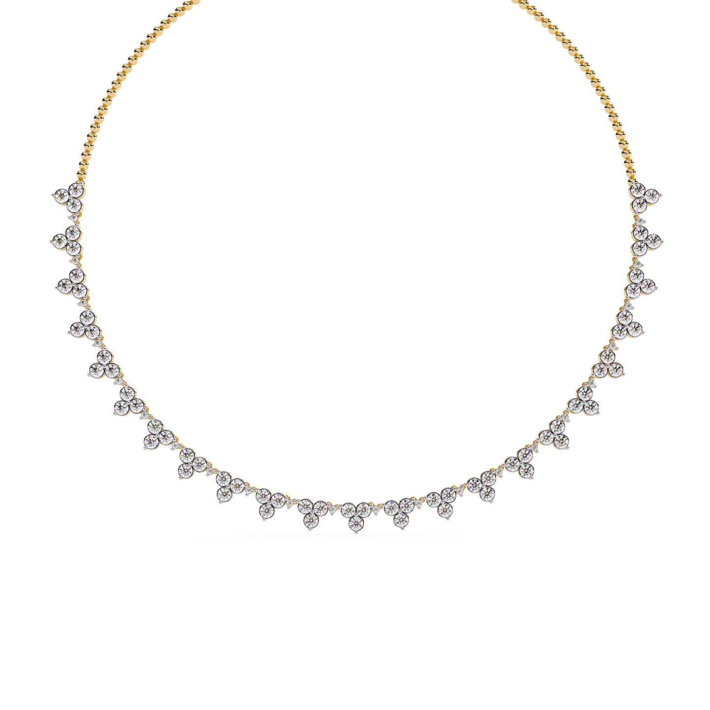 Graduated Teardrop Diamond Fringe Tennis Necklace – Dainty Round Cluster Choker, Minimalist Layering Bridal Jewelry, Anniversary Gift