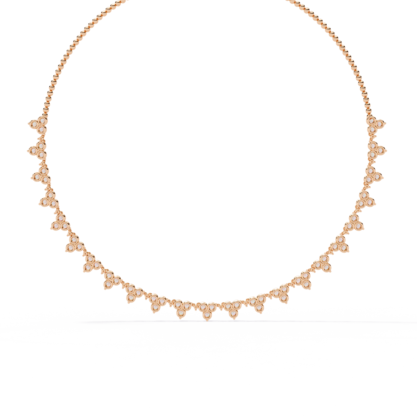 Graduated Teardrop Diamond Fringe Tennis Necklace – Dainty Round Cluster Choker, Minimalist Layering Bridal Jewelry, Anniversary Gift