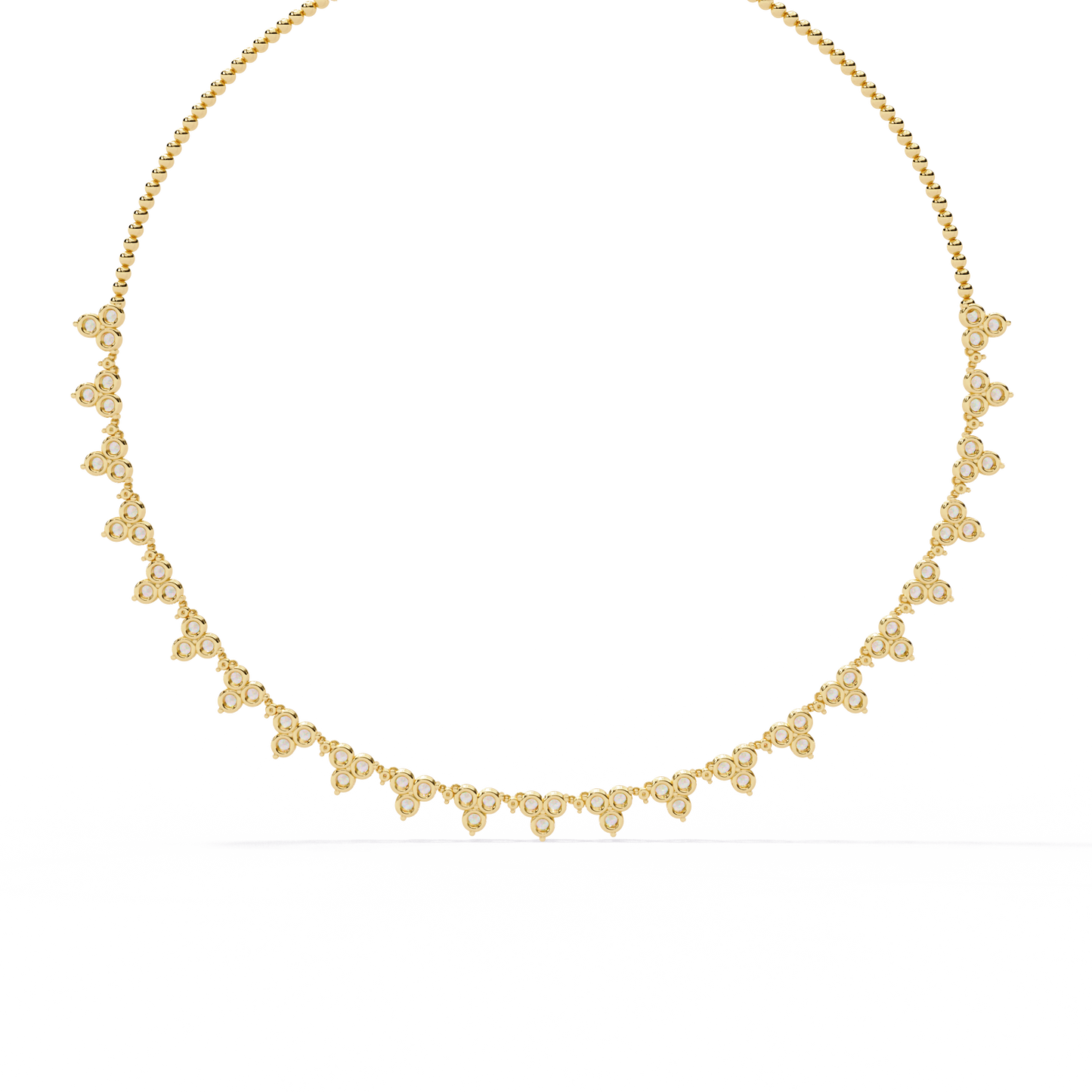 Graduated Teardrop Diamond Fringe Tennis Necklace – Dainty Round Cluster Choker, Minimalist Layering Bridal Jewelry, Anniversary Gift