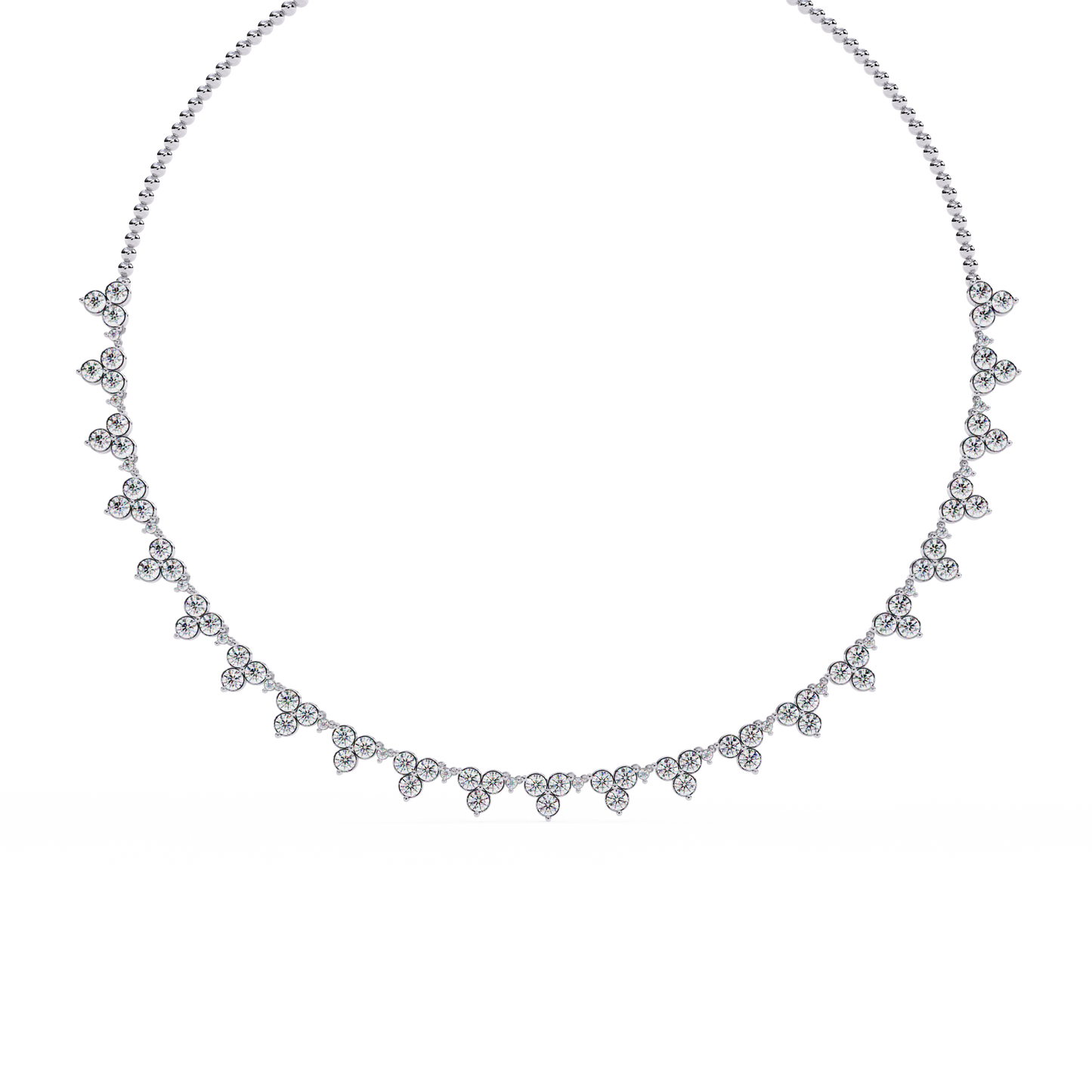 Graduated Teardrop Diamond Fringe Tennis Necklace – Dainty Round Cluster Choker, Minimalist Layering Bridal Jewelry, Anniversary Gift