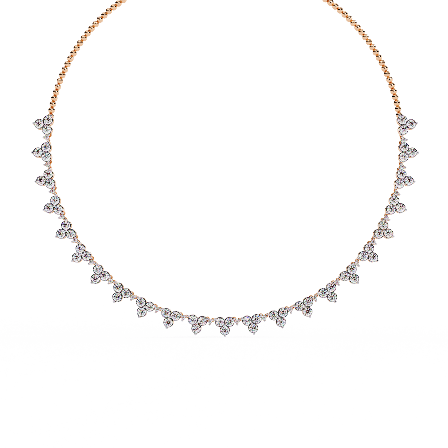 Graduated Teardrop Diamond Fringe Tennis Necklace – Dainty Round Cluster Choker, Minimalist Layering Bridal Jewelry, Anniversary Gift