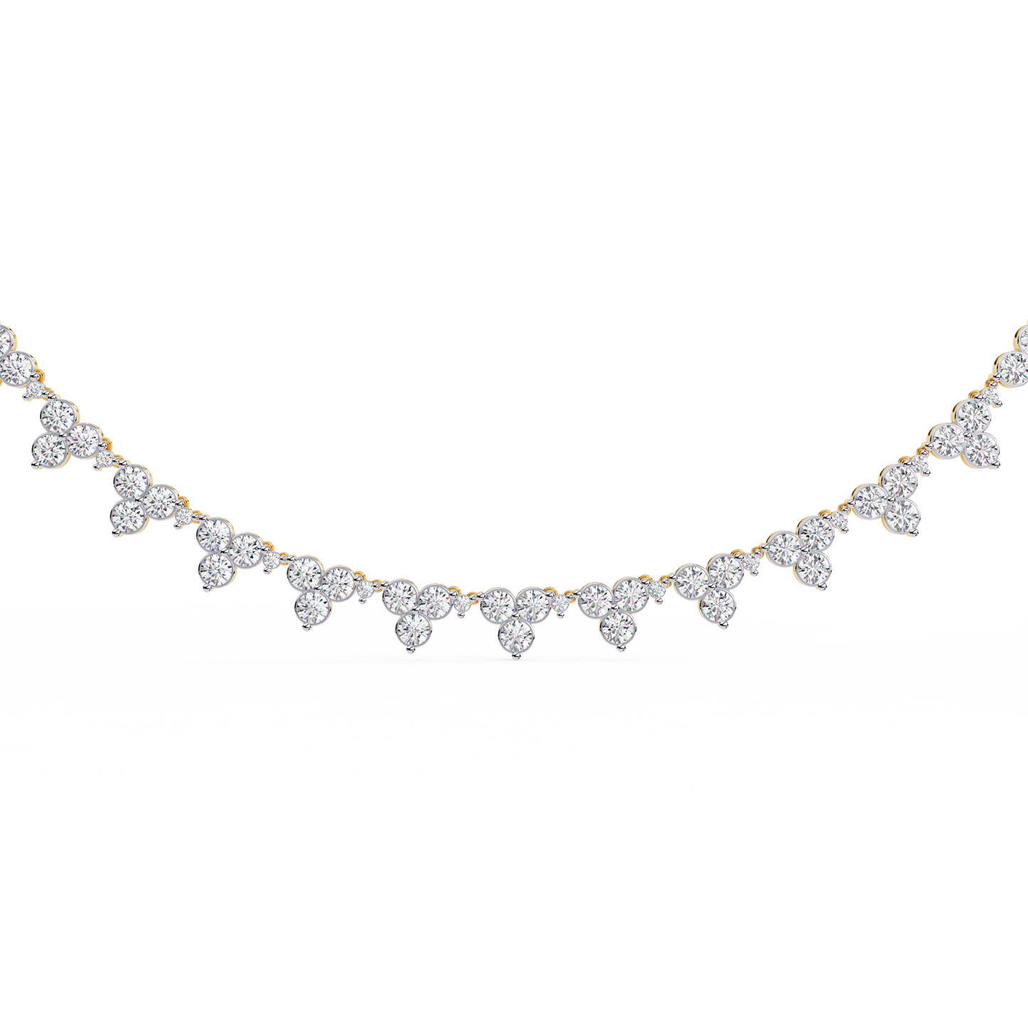 Graduated Teardrop Diamond Fringe Tennis Necklace – Dainty Round Cluster Choker, Minimalist Layering Bridal Jewelry, Anniversary Gift