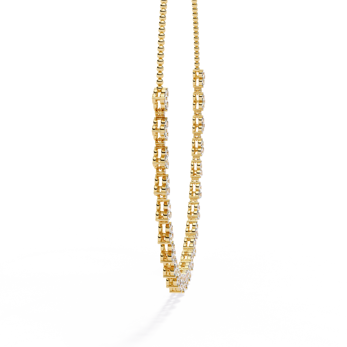 Graduated Teardrop Diamond Fringe Tennis Necklace – Dainty Round Cluster Choker, Minimalist Layering Bridal Jewelry, Anniversary Gift