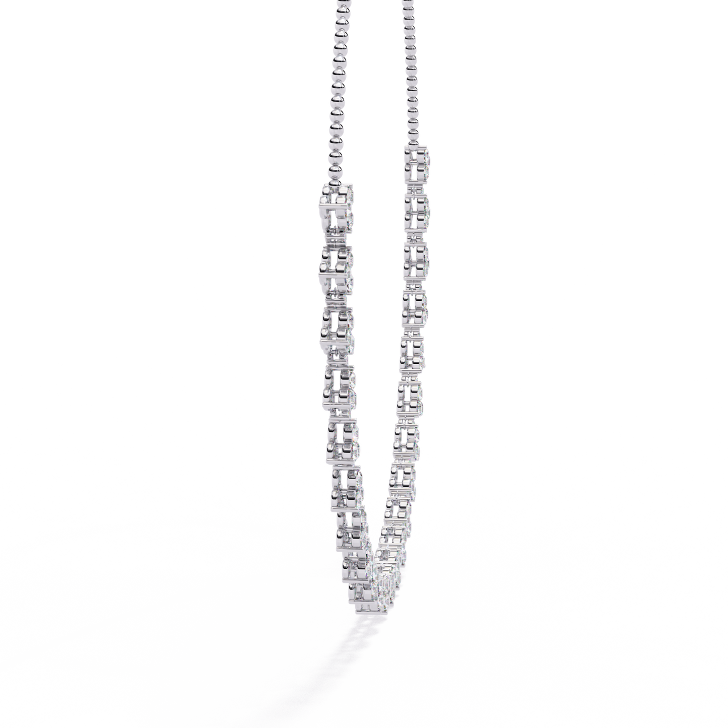 Graduated Teardrop Diamond Fringe Tennis Necklace – Dainty Round Cluster Choker, Minimalist Layering Bridal Jewelry, Anniversary Gift