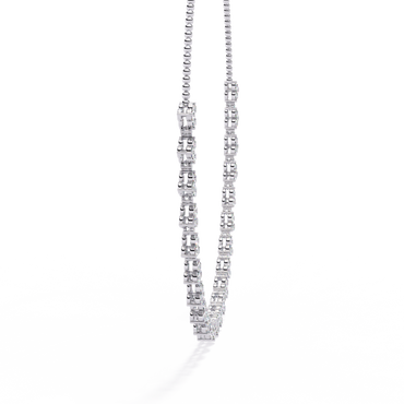 Graduated Teardrop Diamond Fringe Tennis Necklace – Dainty Round Cluster Choker, Minimalist Layering Bridal Jewelry, Anniversary Gift