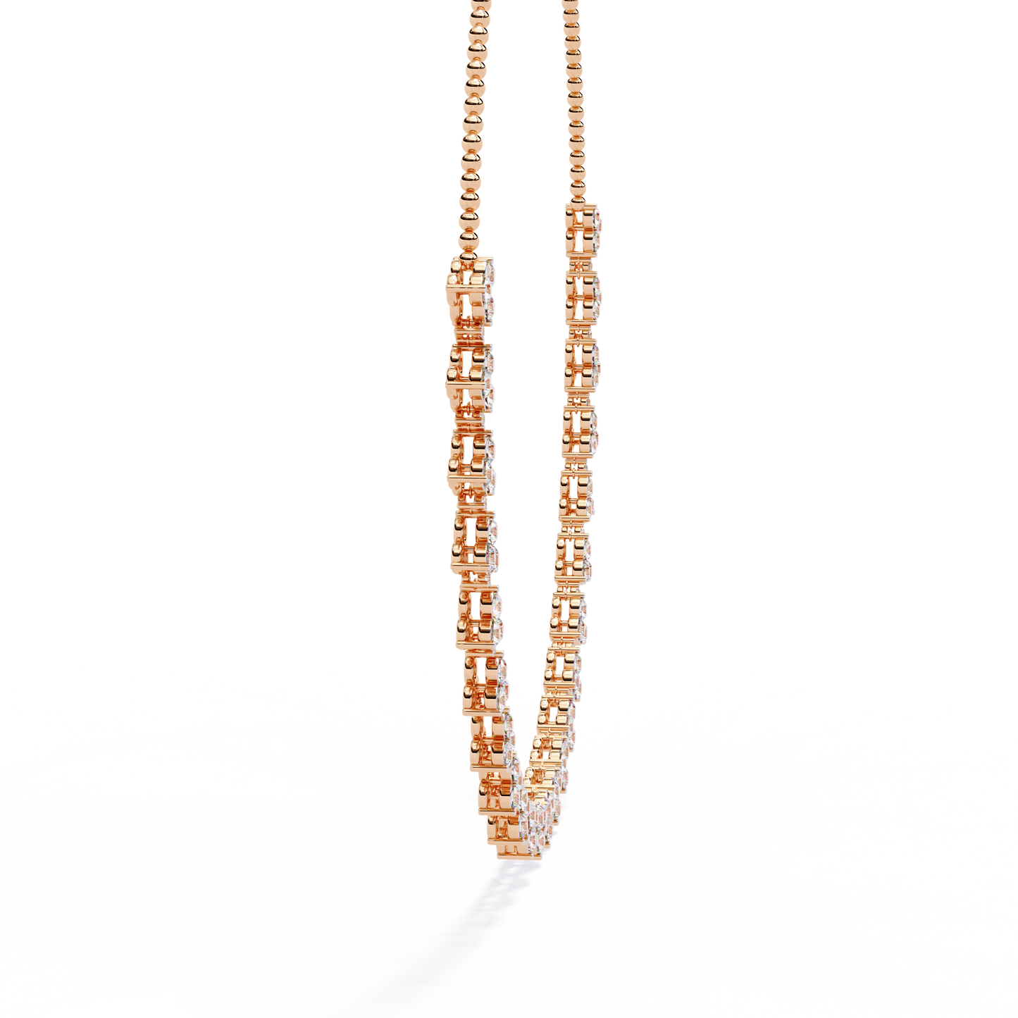 Graduated Teardrop Diamond Fringe Tennis Necklace – Dainty Round Cluster Choker, Minimalist Layering Bridal Jewelry, Anniversary Gift