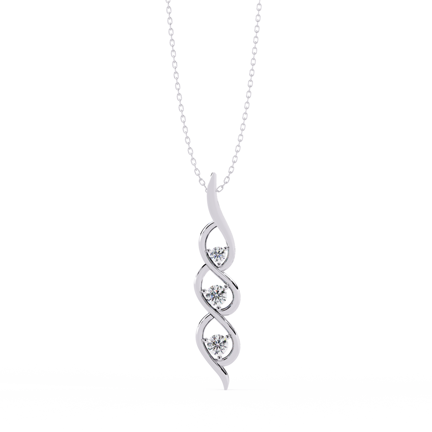 Infinity Swirl Three-Stone Diamond Pendant Necklace | Round Brilliant Trio Past-Present-Future | Lab-Grown or Moissanite | Everyday Gift