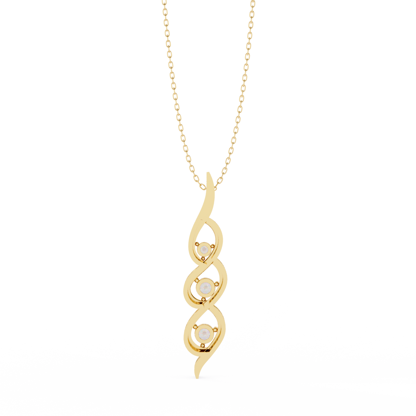 Infinity Swirl Three-Stone Diamond Pendant Necklace | Round Brilliant Trio Past-Present-Future | Lab-Grown or Moissanite | Everyday Gift