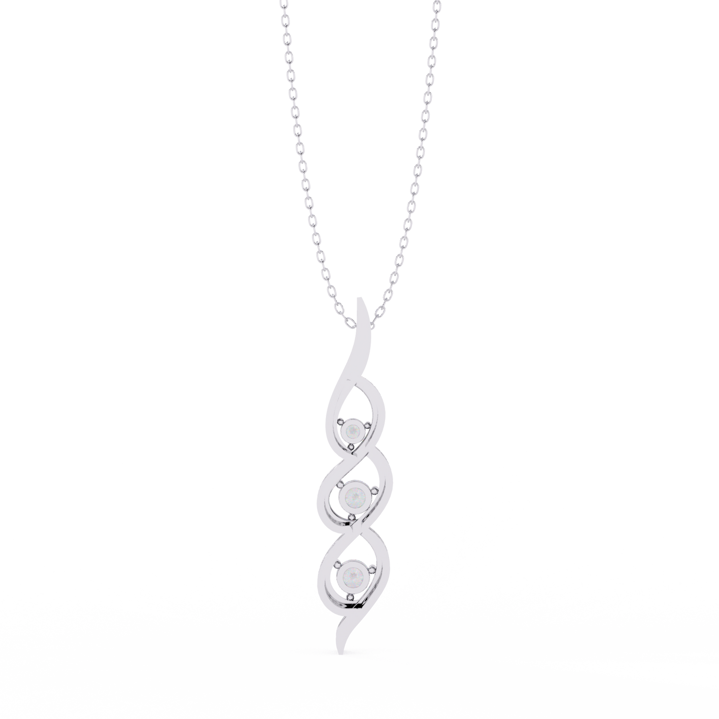 Infinity Swirl Three-Stone Diamond Pendant Necklace | Round Brilliant Trio Past-Present-Future | Lab-Grown or Moissanite | Everyday Gift
