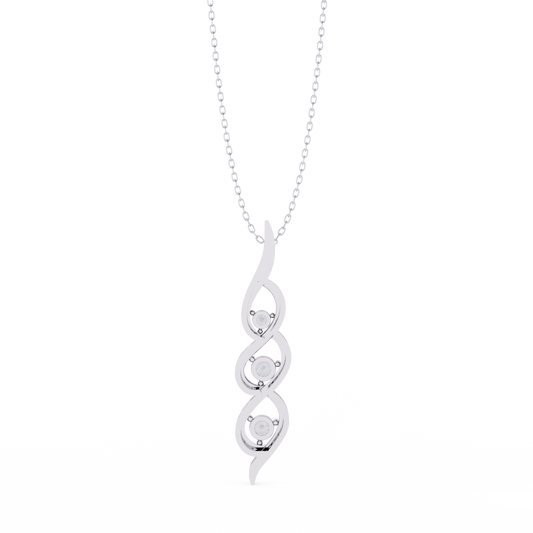 Infinity Swirl Three-Stone Diamond Pendant Necklace | Round Brilliant Trio Past-Present-Future | Lab-Grown or Moissanite | Everyday Gift