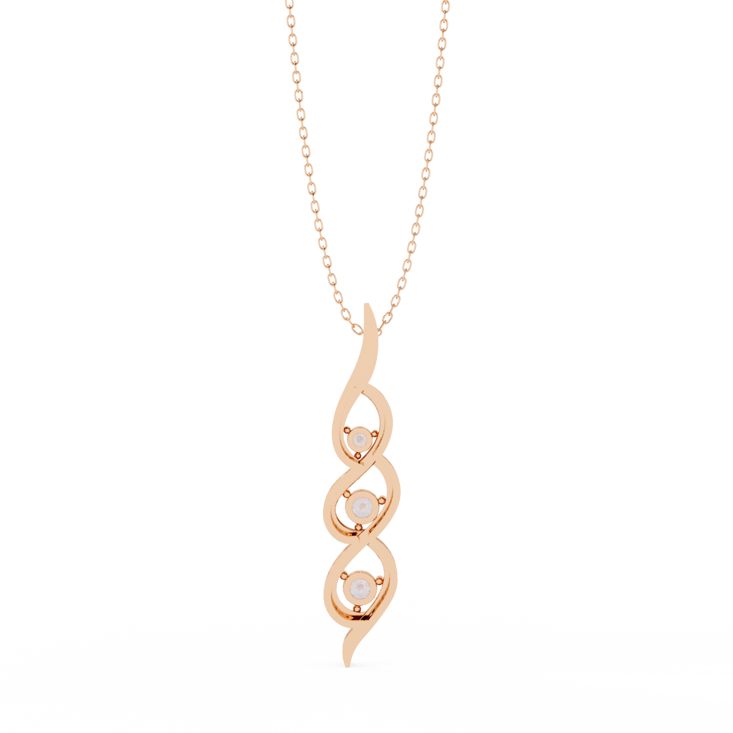 Infinity Swirl Three-Stone Diamond Pendant Necklace | Round Brilliant Trio Past-Present-Future | Lab-Grown or Moissanite | Everyday Gift