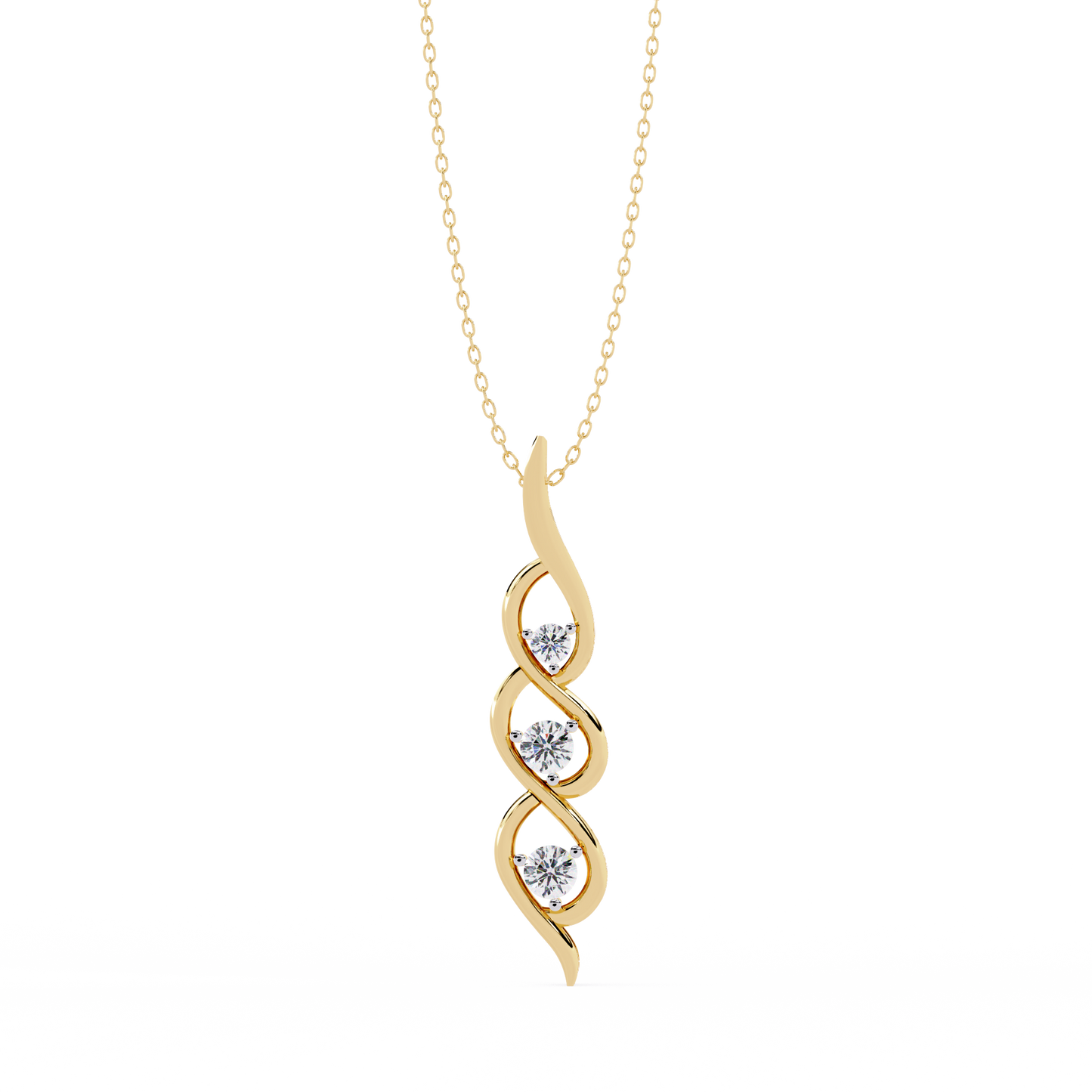 Infinity Swirl Three-Stone Diamond Pendant Necklace | Round Brilliant Trio Past-Present-Future | Lab-Grown or Moissanite | Everyday Gift