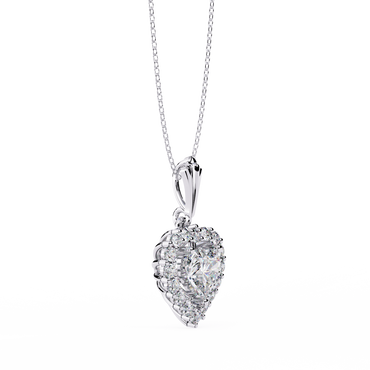 Heart Halo Pendant Necklace – Vintage Sunburst Medallion with Center Heart Stone, Custom in Lab-Grown Diamond or Moissanite, Gift for Her