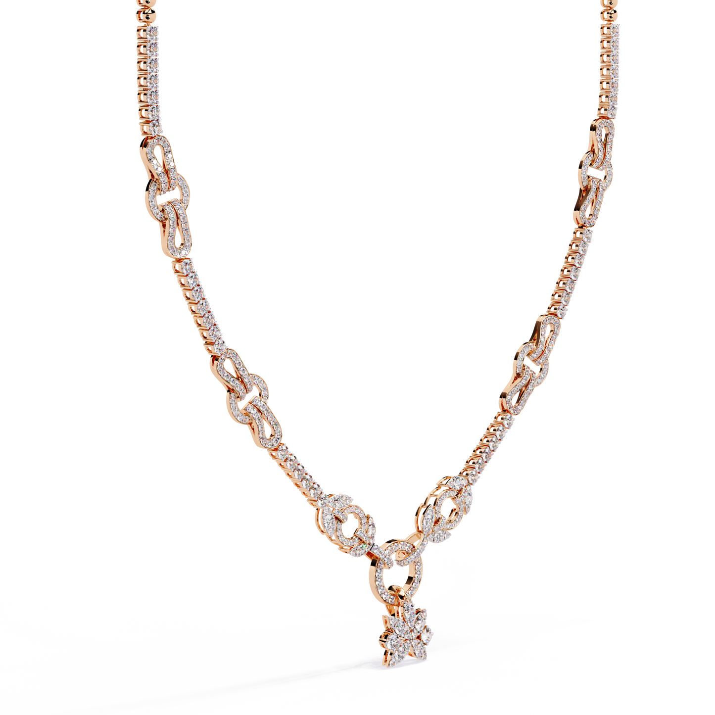 Starburst Drop Tennis Link Necklace – Lab-Grown Diamond or Moissanite, Pavé Oval Stations, Statement Bridal Jewelry, Everyday Glam Gift