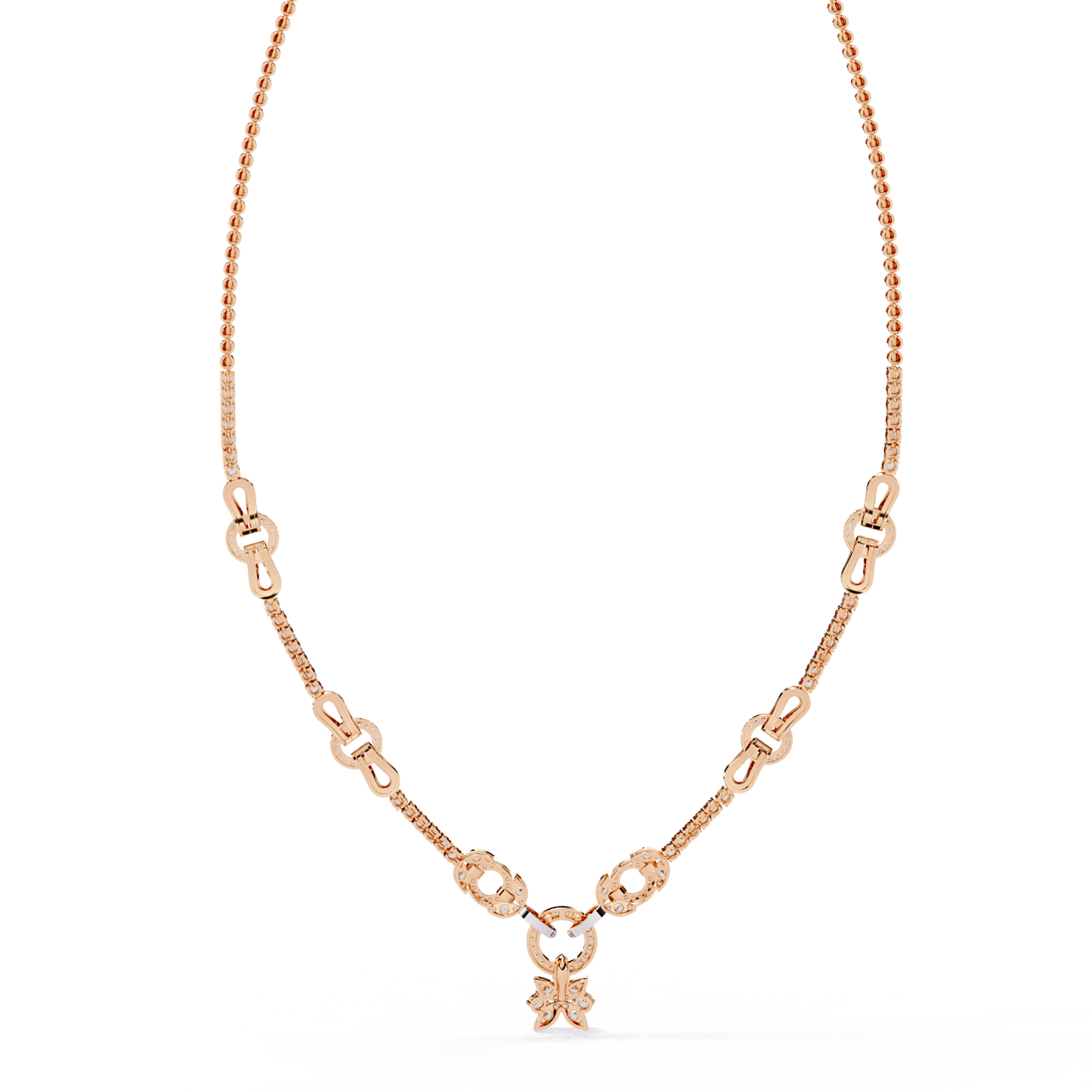 Starburst Drop Tennis Link Necklace – Lab-Grown Diamond or Moissanite, Pavé Oval Stations, Statement Bridal Jewelry, Everyday Glam Gift