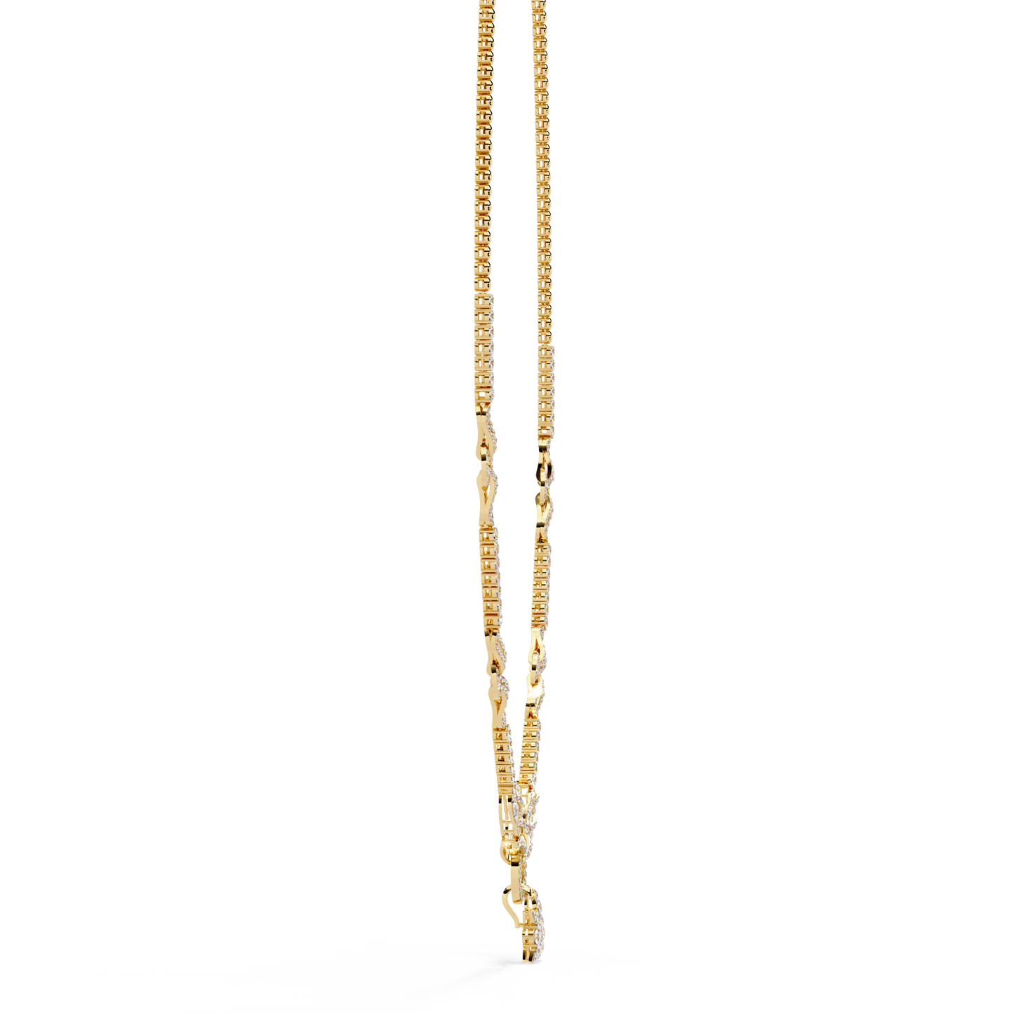 Starburst Drop Tennis Link Necklace – Lab-Grown Diamond or Moissanite, Pavé Oval Stations, Statement Bridal Jewelry, Everyday Glam Gift