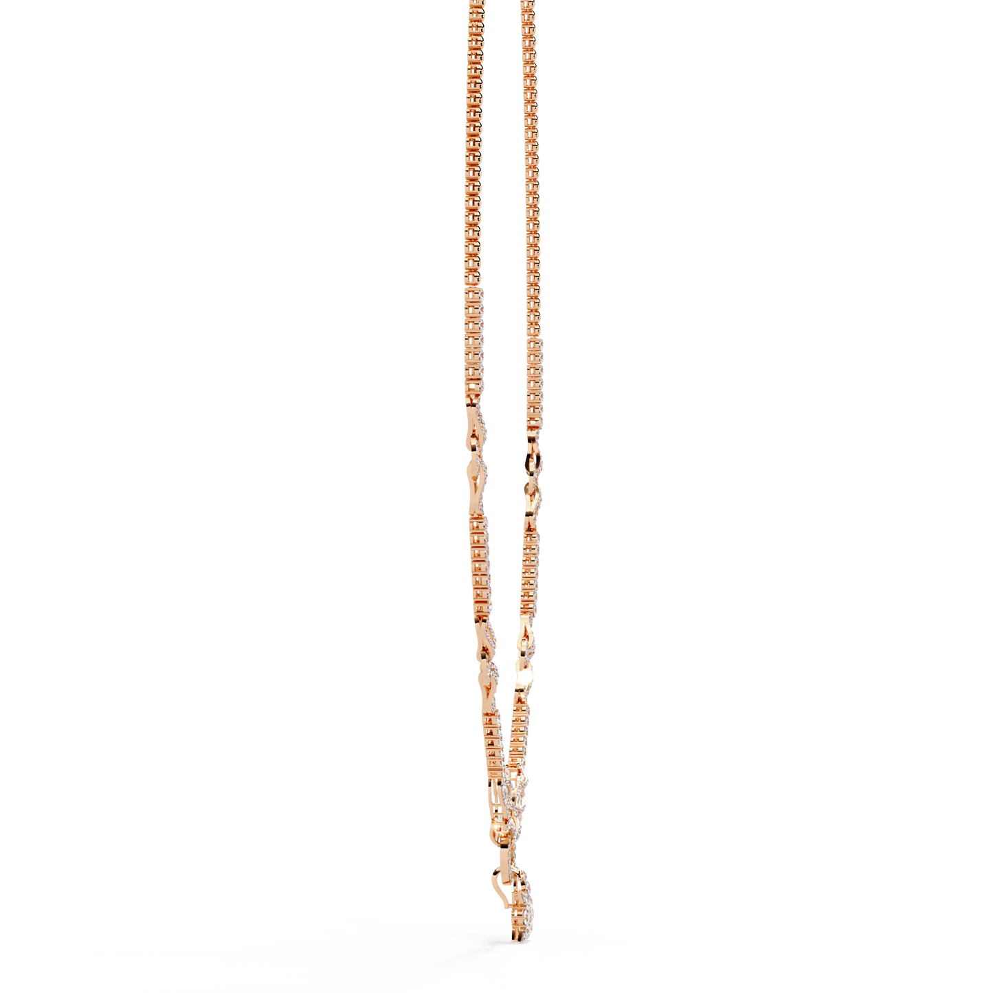 Starburst Drop Tennis Link Necklace – Lab-Grown Diamond or Moissanite, Pavé Oval Stations, Statement Bridal Jewelry, Everyday Glam Gift