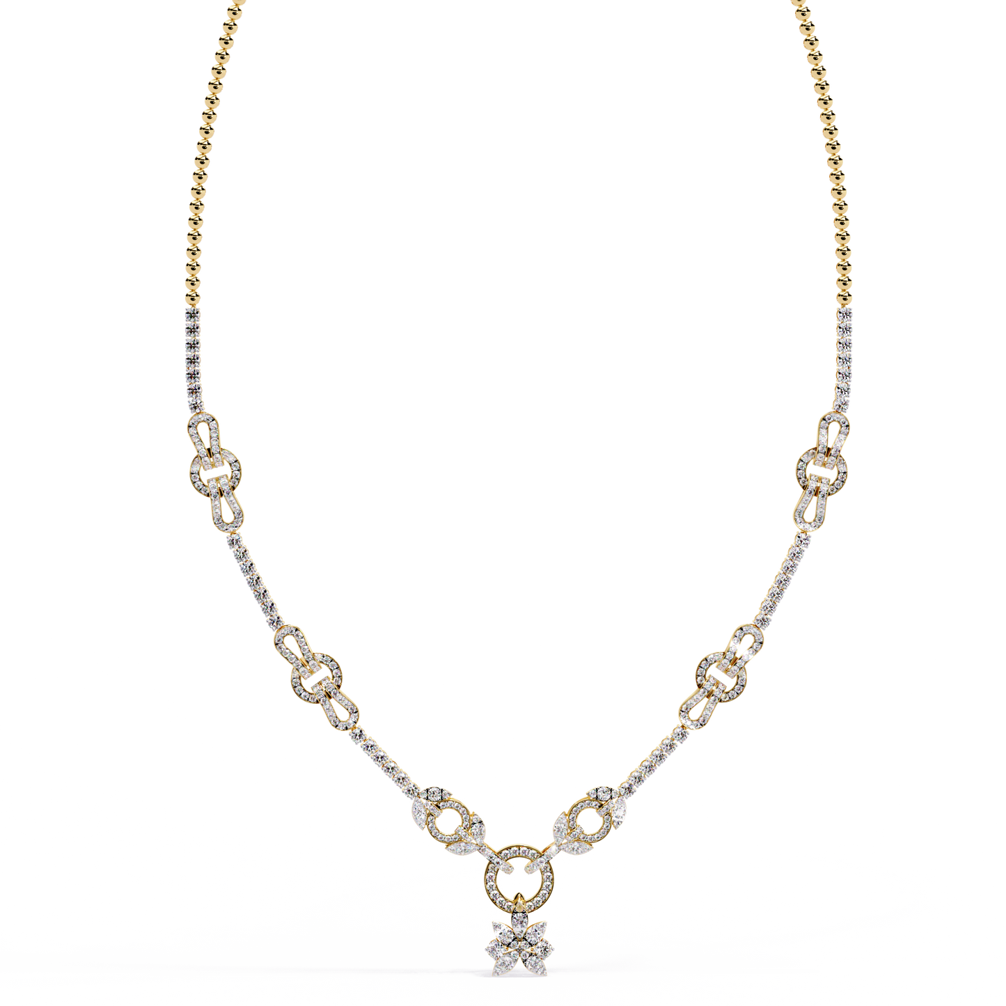 Starburst Drop Tennis Link Necklace – Lab-Grown Diamond or Moissanite, Pavé Oval Stations, Statement Bridal Jewelry, Everyday Glam Gift