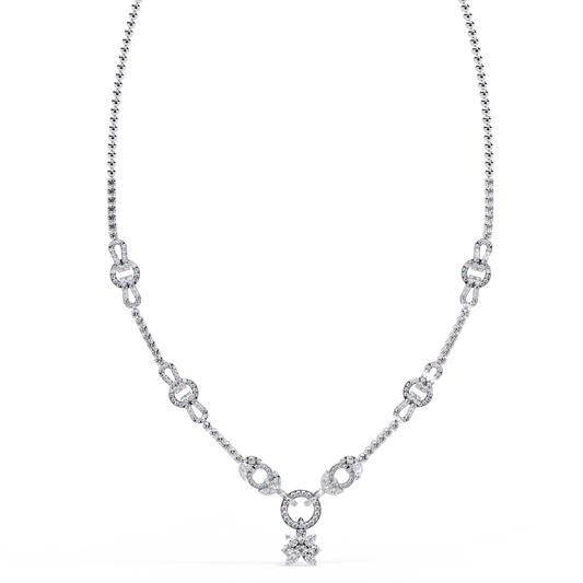 Starburst Drop Tennis Link Necklace – Lab-Grown Diamond or Moissanite, Pavé Oval Stations, Statement Bridal Jewelry, Everyday Glam Gift