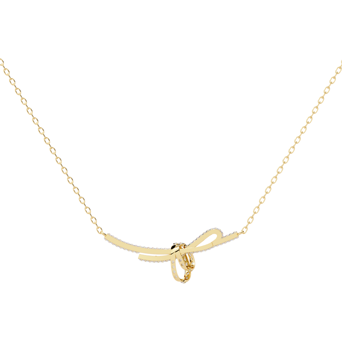 Bow Knot Diamond Necklace – Pave Ribbon Pendant, Dainty Sparkle, Adjustable Chain, Bridesmaid/Anniversary Gift, Everyday Elegant Jewelry