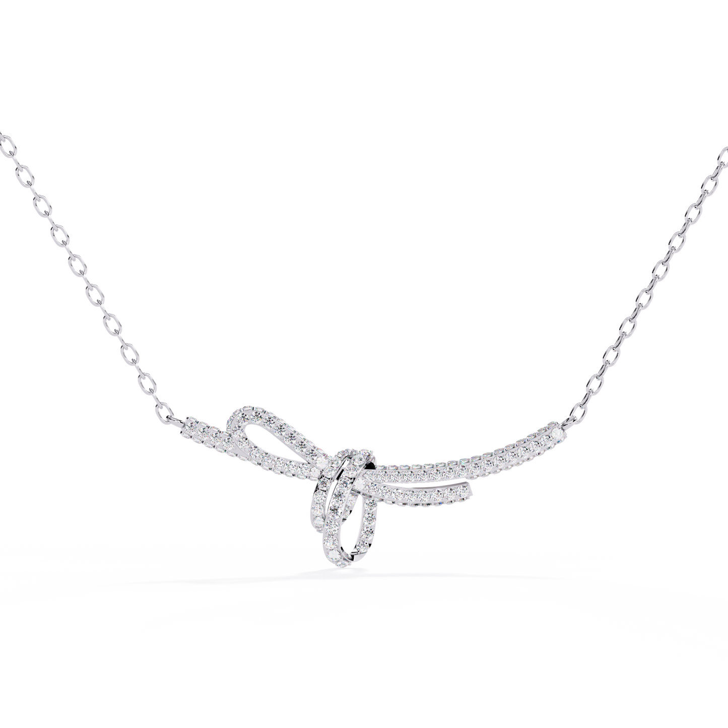 Bow Knot Diamond Necklace – Pave Ribbon Pendant, Dainty Sparkle, Adjustable Chain, Bridesmaid/Anniversary Gift, Everyday Elegant Jewelry
