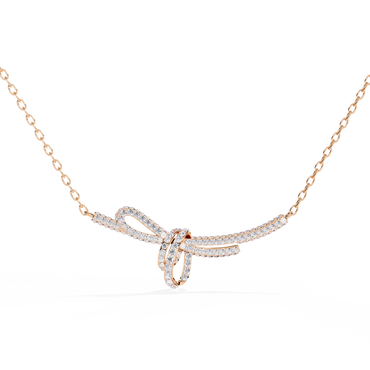 Bow Knot Diamond Necklace – Pave Ribbon Pendant, Dainty Sparkle, Adjustable Chain, Bridesmaid/Anniversary Gift, Everyday Elegant Jewelry