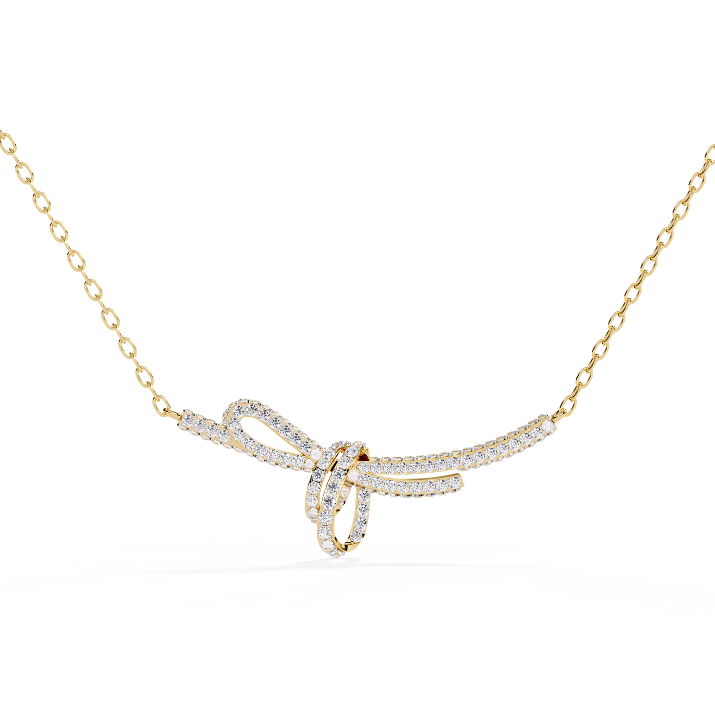 Bow Knot Diamond Necklace – Pave Ribbon Pendant, Dainty Sparkle, Adjustable Chain, Bridesmaid/Anniversary Gift, Everyday Elegant Jewelry