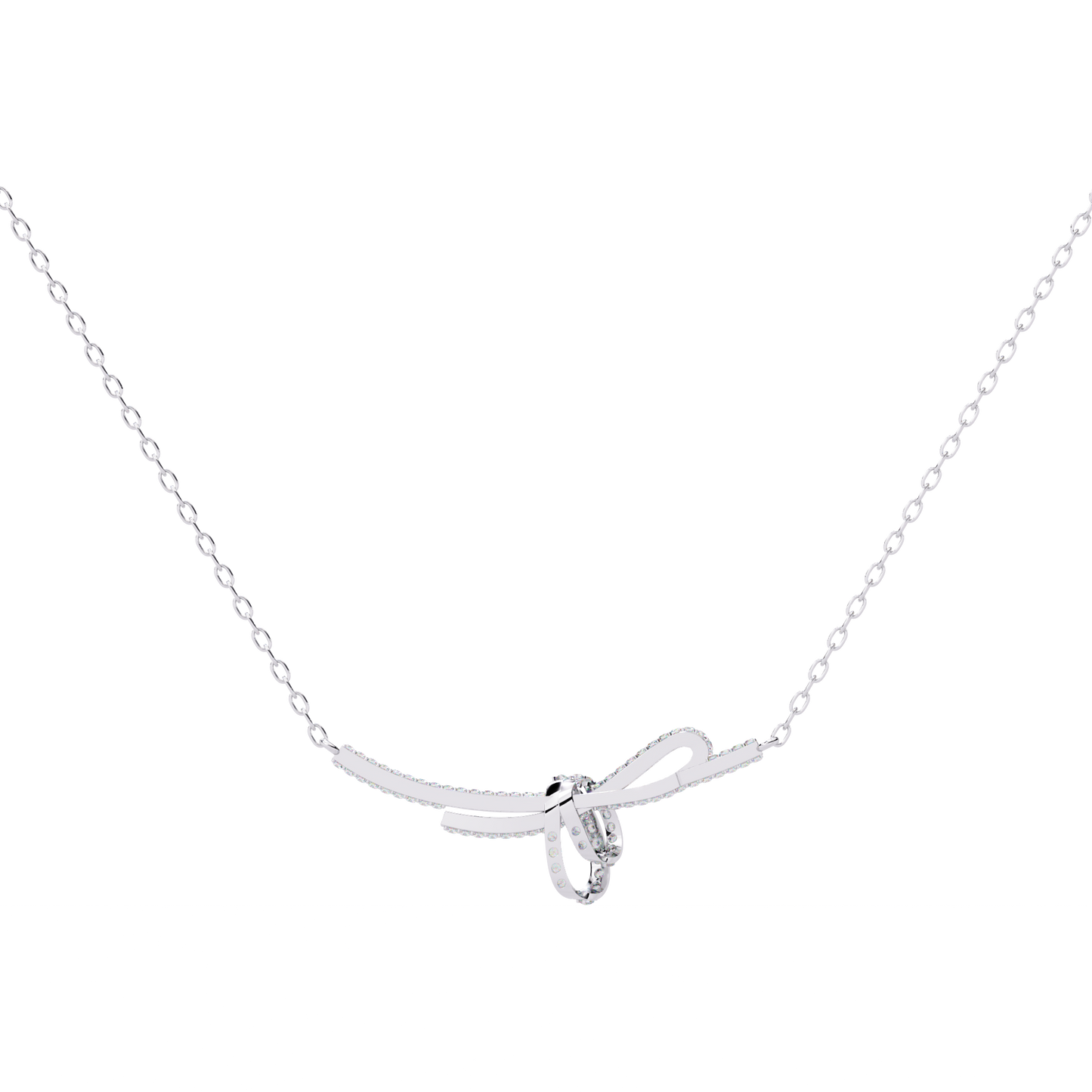 Bow Knot Diamond Necklace – Pave Ribbon Pendant, Dainty Sparkle, Adjustable Chain, Bridesmaid/Anniversary Gift, Everyday Elegant Jewelry