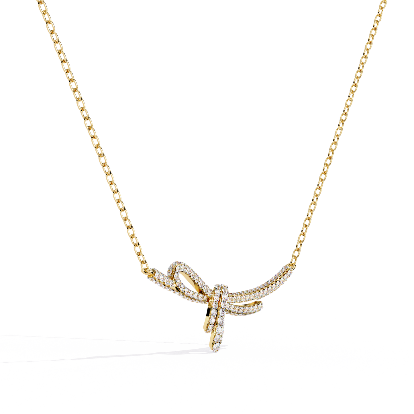 Bow Knot Diamond Necklace – Pave Ribbon Pendant, Dainty Sparkle, Adjustable Chain, Bridesmaid/Anniversary Gift, Everyday Elegant Jewelry
