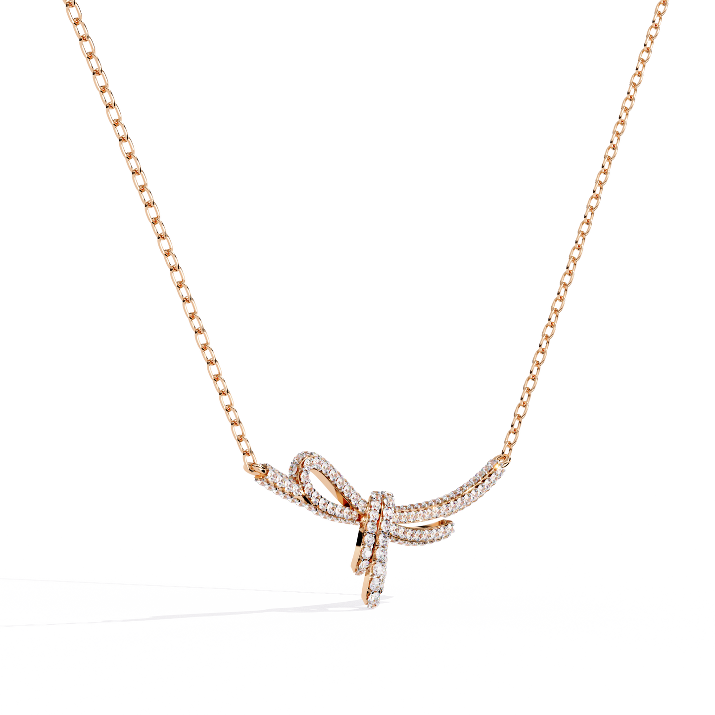 Bow Knot Diamond Necklace – Pave Ribbon Pendant, Dainty Sparkle, Adjustable Chain, Bridesmaid/Anniversary Gift, Everyday Elegant Jewelry