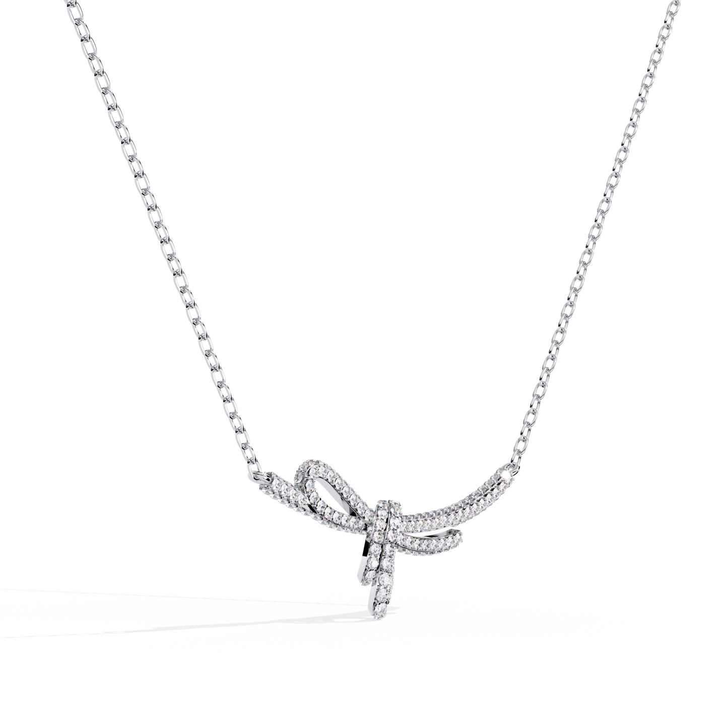 Bow Knot Diamond Necklace – Pave Ribbon Pendant, Dainty Sparkle, Adjustable Chain, Bridesmaid/Anniversary Gift, Everyday Elegant Jewelry