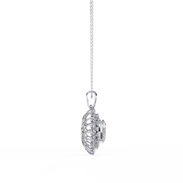 Oval Sunburst Halo Pendant Necklace – Double Halo Cluster – Lab-Grown Diamond or Moissanite, Vintage-Inspired Sparkle Gift for Her