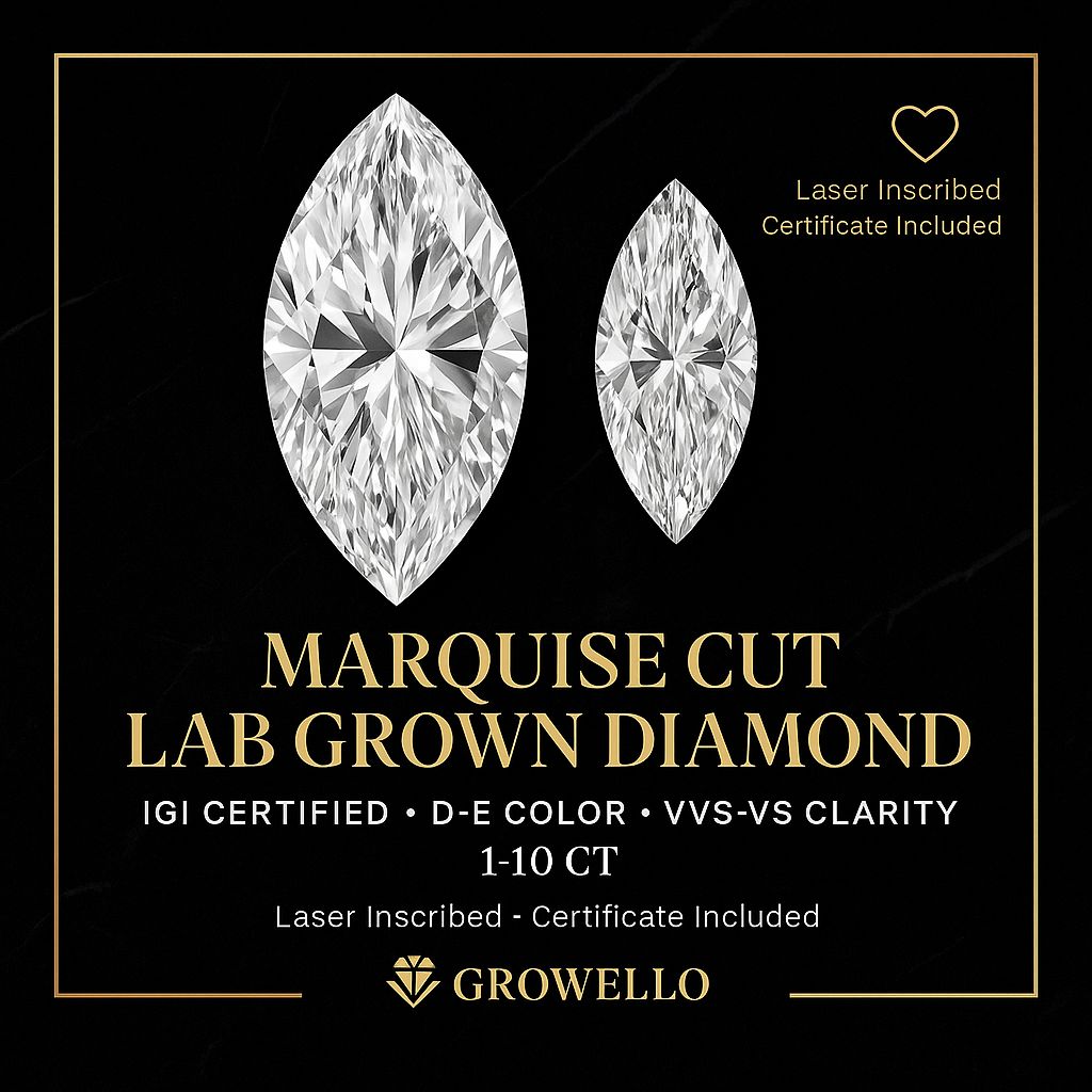 1–10 Ct Marquise Cut Lab Grown Diamond | IGI Certified | VVS–VS D–E | Loose Diamond for Engagement Ring Center Stone Bridal Anniversary Gift