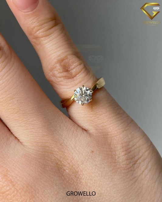 2 CT Round Solitaire Ring • Twist Cathedral Band • Solid Gold • Lab-Grown Diamond or Moissanite