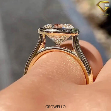 4 CT Round Bezel Solitaire Ring • Solid Gold • Cathedral • Lab-Grown Diamond or Moissanite