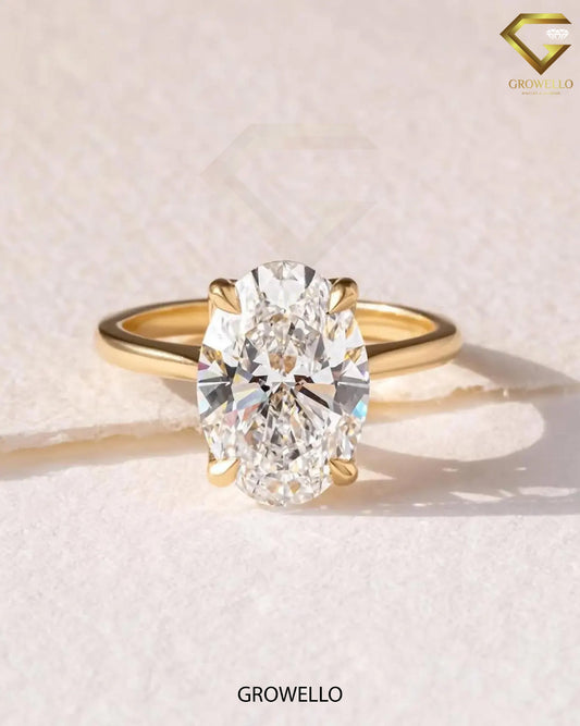 3 CT oval solitaire, talon-prong cathedral band, solid gold, lab-grown or moissanite